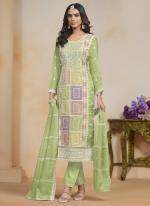 Soft Organza Green Festival Wear Embroidery Work Straight Suit